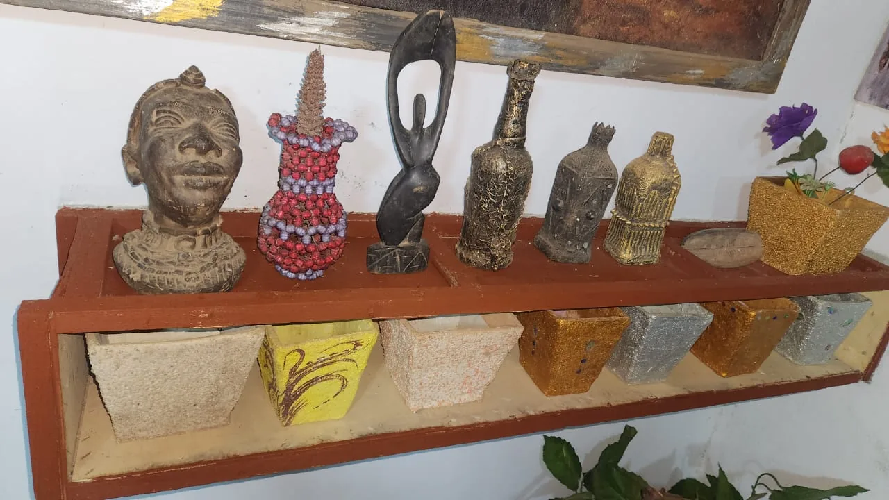 Outdoor sculptures and gallery environment