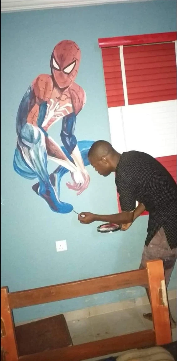 Mural painting in progress at the gallery