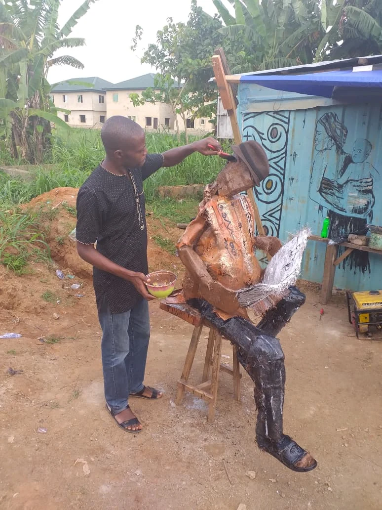 Outdoor sculpture process and archive moment